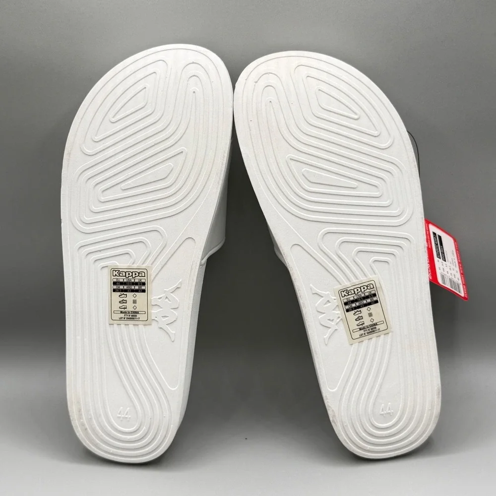Kappa Authentic Adam 2 Slides White Black Sandals 303GAD0 Mens Size 10.5 US